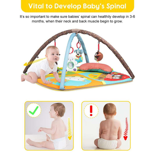 Premium Zoo-Theme Sensory Activity Gym – All-in-One Washable Baby Play Mat for Tummy Time & Neck Strength Development (Ages 0-6 Months)
