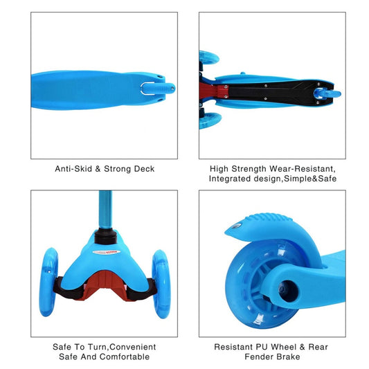 Kids Child Kick Push Scooter 3 Wheels LED Flashing Tilt Lean Boys Girls Scooter