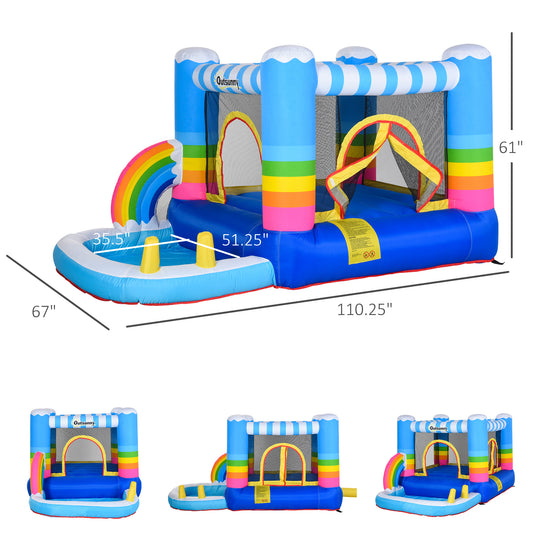 2-in-1 Adventure Bounce House – Integrated Trampoline & Splash Pool Station