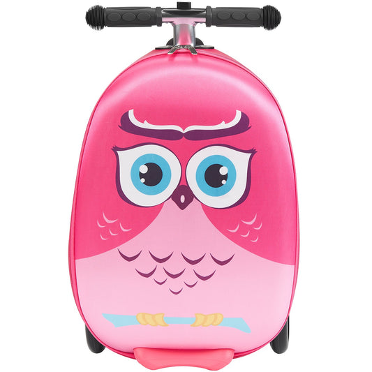 2-in-1 Kids Scooter Suitcase | 20" Ride-On Carry-On Luggage for Children | Travel Suitcase with Light-Up Wheels & Foldable Kick Scooter (Pink)