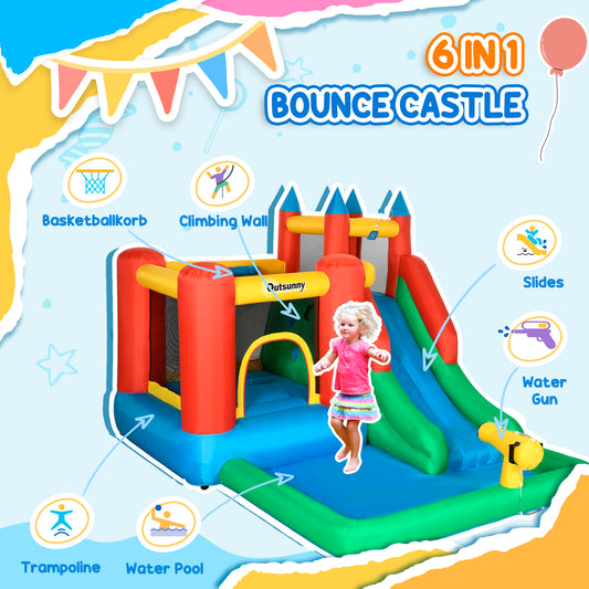 6-in-1 Deluxe Inflatable Water Park – Bouncy Castle with Splash Pool & Cannon