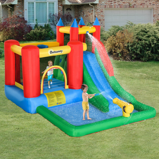 6-in-1 Deluxe Inflatable Water Park – Bouncy Castle with Splash Pool & Cannon