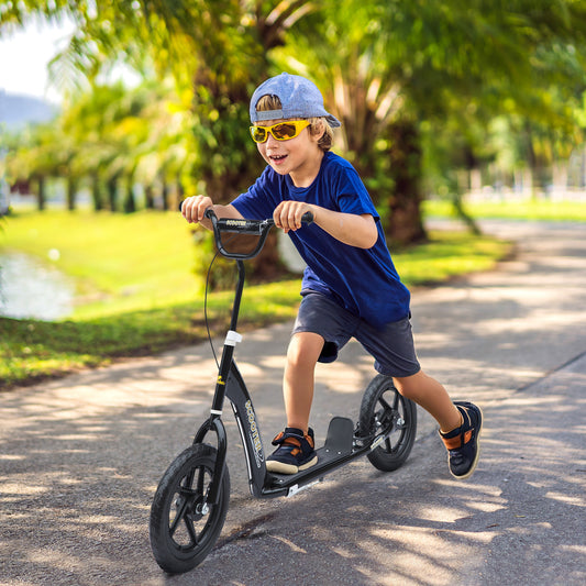 Urban Stealth Kick Scooter for Kids Ages 5-12 | 200mm Big Wheels & Adjustable Height | Foldable High-Performance Cityroller (Midnight Black)