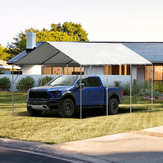 VEVOR Heavy-Duty 10x20ft Carport Replacement Top – Waterproof & UV-Shield Canopy Cover with 40 Secure Ball Bungees (Frame Not Included)