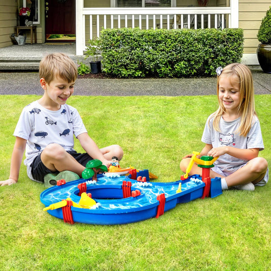 Aqua-Flow Adventure Water Table – Interactive Toddler Play Waterway with Multi-Level Activity Stations & Splash Accessories (Ages 2-5)