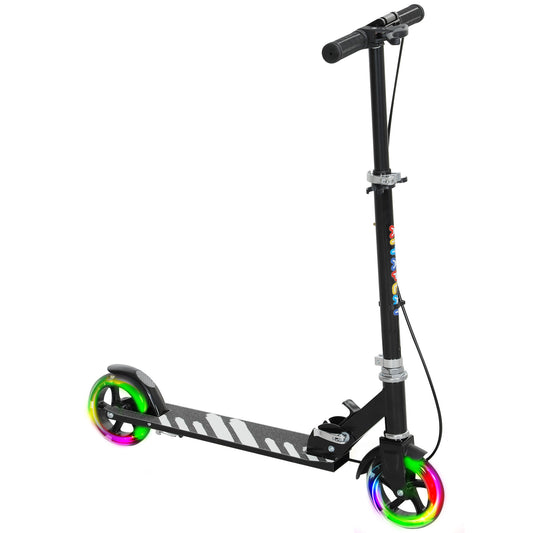 City-Safe Junior Kick Scooter – 2-Wheeled Scooter for Ages 3-8 with Dual Braking System, LED Wheels & Adjustable Height (Shadow Black)