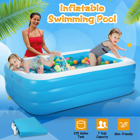Premium Family-Sized Inflatable Pool – 103" x 69" x 24" Deluxe Lounge & Swim Center – Heavy-Duty Triple-Chamber Blow Up Pool for Kids and Adults