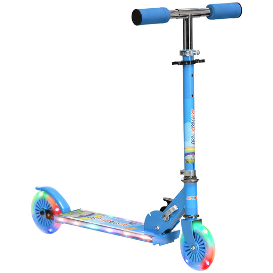 Glow & Glide Folding Scooter – Adjustable Height with Integrated Lights & Music for Ages 3-7 (Ocean Blue)