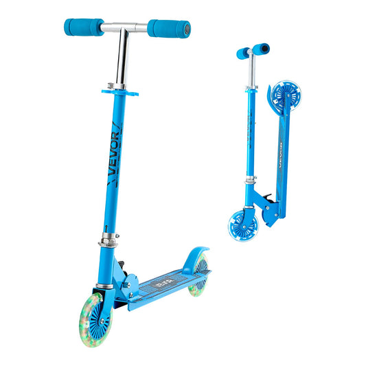 City-Glide Folding Kids Scooter – 2-Wheeled Kick Scooter with LED Light-Up Wheels & Adjustable Height for Ages 3+ (Ocean Blue)