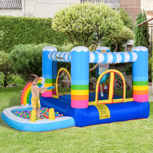2-in-1 Adventure Bounce House – Integrated Trampoline & Splash Pool Station