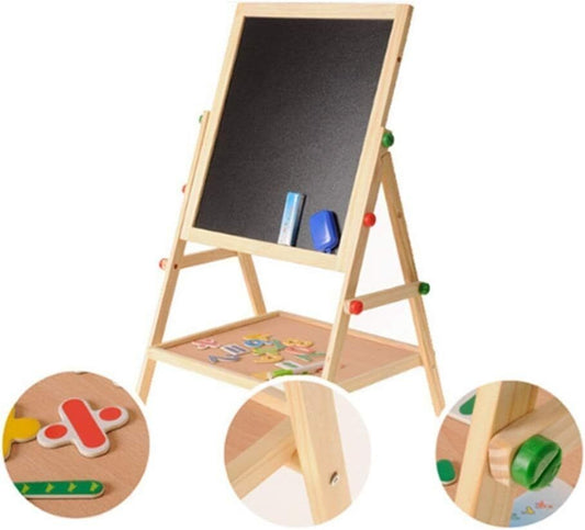 Kids 2 In 1 Wooden Blackboard Whiteboard Children Art Easel Chalk Drawing Board